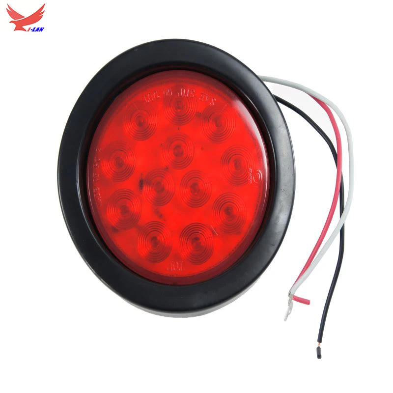 

YI-LAN 2PCS 4INCH Round 12/24LED Red Yellow White and Smoky Black Truck Trailer Brake Stop Turn and Reverse Tail Light