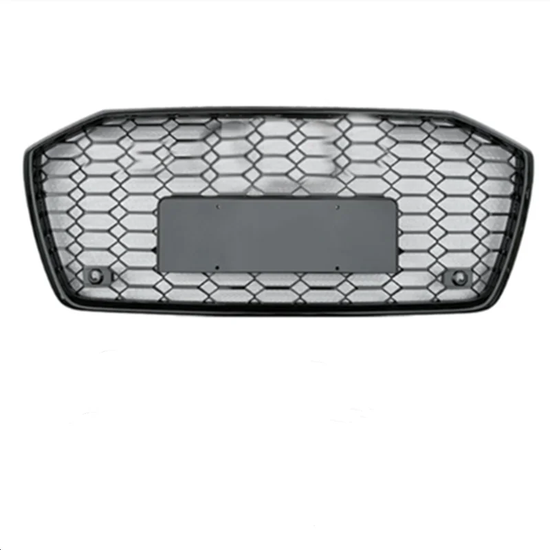 

High Quality ABS Material Front Bumper Grille with Logo For Audi A6 C8 2019 2020 Honeycomb Racing Grill Upgrade RS6 Style