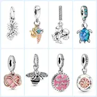 Женский браслет из серебра 925 пробы, с подвеской-цветком, 3 мм