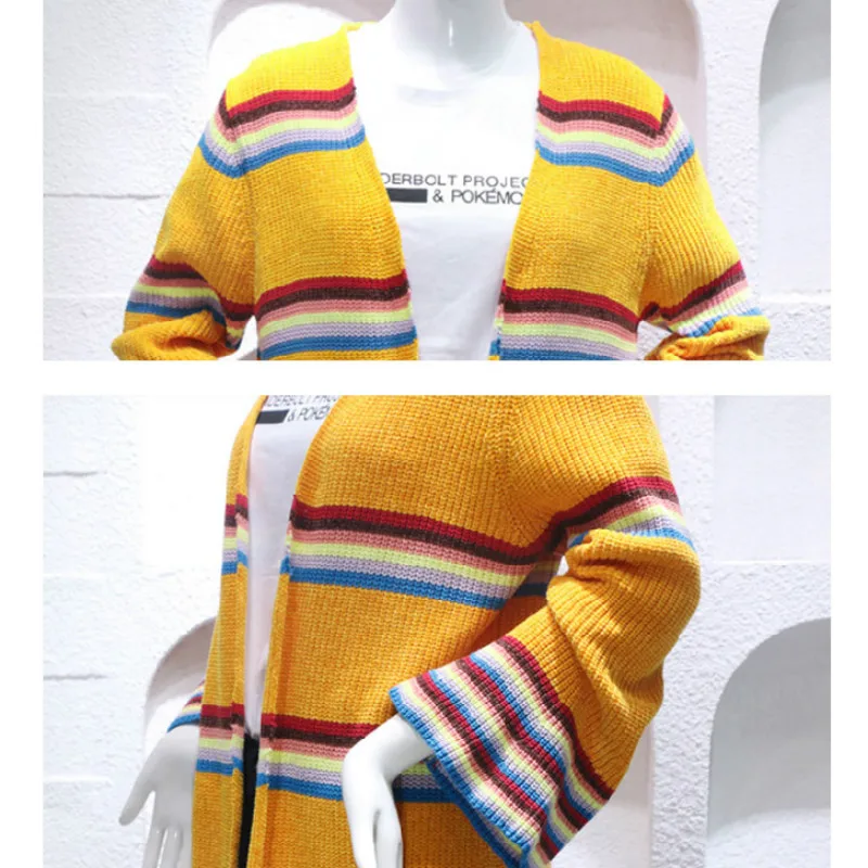 Вязаный кардиган Осенняя женская обувь 2020 Splicing/Новый свободного покроя в полоску