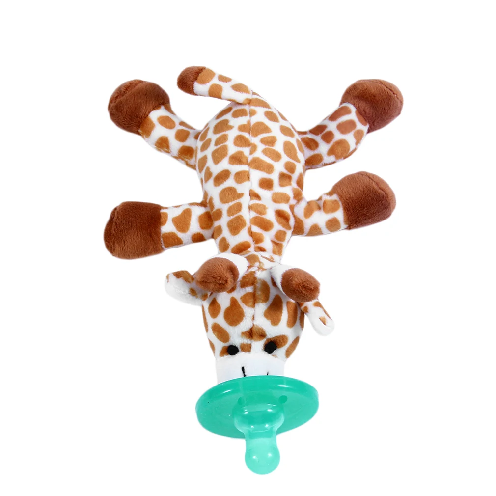 Cute Funny Newborn Baby Food-grade Silicone Cartoon Animal Pacifier With Soft Plush Toy BPA Free Dummy Nipple Teat Soother