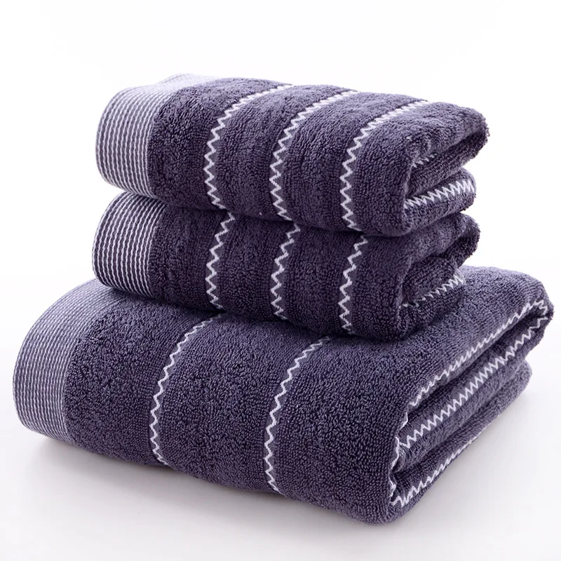 

Soft Towels Set 100%Cotton, 1 Bath Towel, 2 Hand Towel , Bathroom Highly Absorbent Shower Towel Striped Homehold,Gray,Khaki