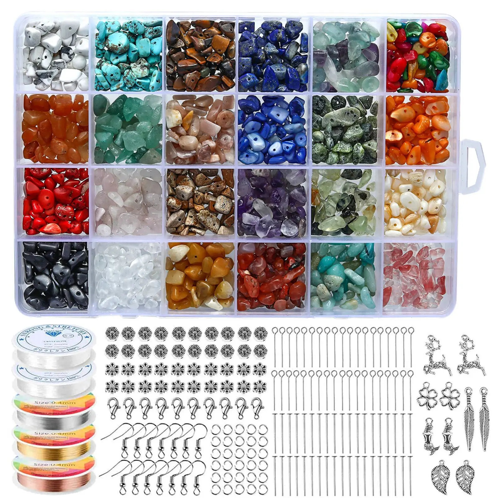 

24Grids Irregular Gravel Natural Stone Beaded DIY Handmade Jewelry Accessories Boxed Combination Jewelry Accessories Loose Beads