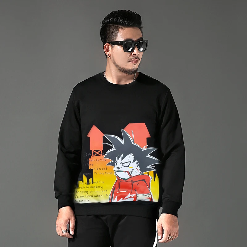 

Big size 2xl-8xl 9xl winter men cotton Velvet Sweatshirts o-neck male pullover print Cartoon sweatshirt Hoodies 160 cm