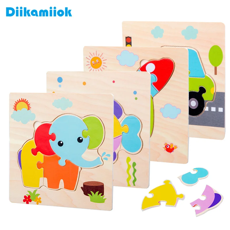 Деревянные 3D Пазлы для детей обучающие игрушки подарок на праздник|Пазлы| |