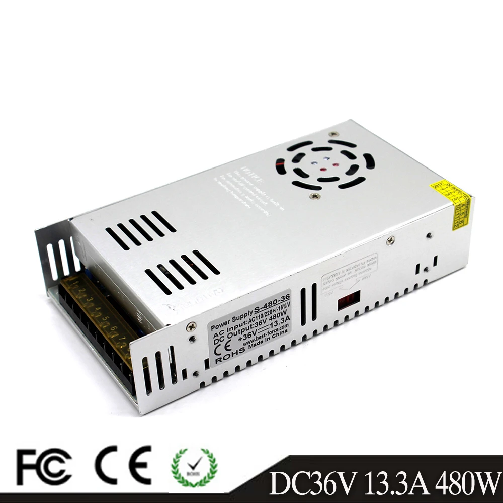 480W 36V 13.3A драйвер импульсного источника питания Трансформаторы AC110V 220V TO DC36V SMPS для