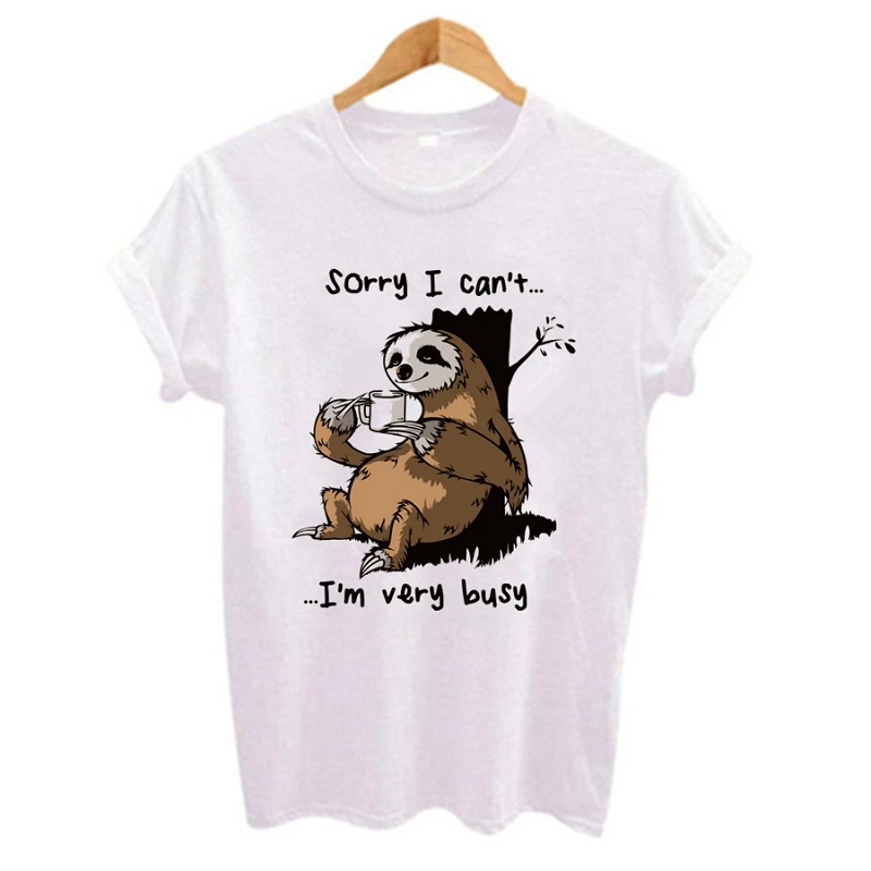 

Cartoon sloth Print Women t shirt 2019 Plus Size Casual Short Sleeve O-Neck t-shirt Cute style Tumblr tshirts camiseta mujer
