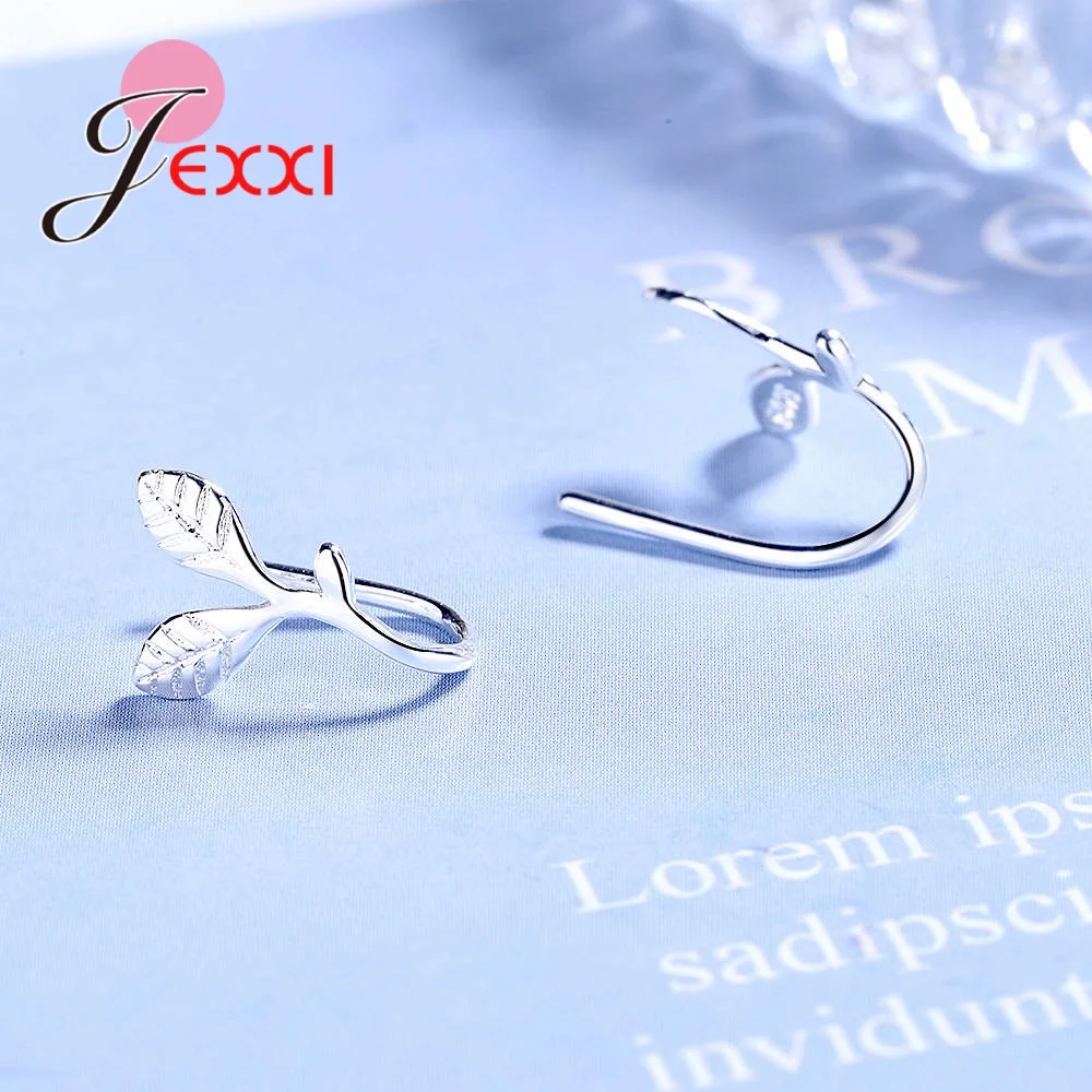 

2020 Hot Sale Natural Breif Leaf Design 925 Sterling Silver Clip Earring Without Piercing For Women Christmas Party Gift Jewelry