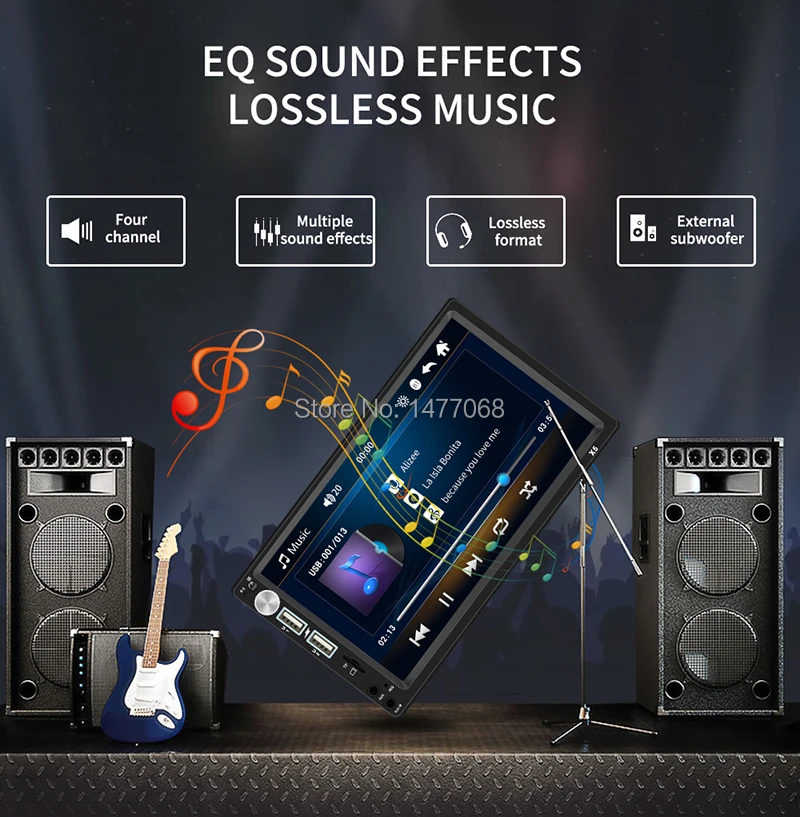 7" Touch Screen Car Radio 2 Din Mirror Link Bluetooth MP5 Player External Mic Input Handsfree A2DP USB TF ISO Head Unit PHYEE X5