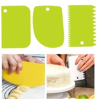 3pcslot dough cake cutter slicer spatula for cake cream scraper pasty cutters scraper irregular teeth edge diy smoother