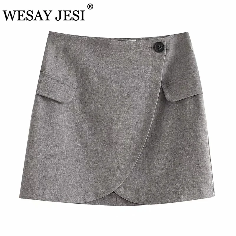 

WESAY JESI Women Blazer Skirt TRAF ZA New Women's Solid Color Top Long Sleeve Blazer High Waist Mini Skirt Chic Commuter Wear