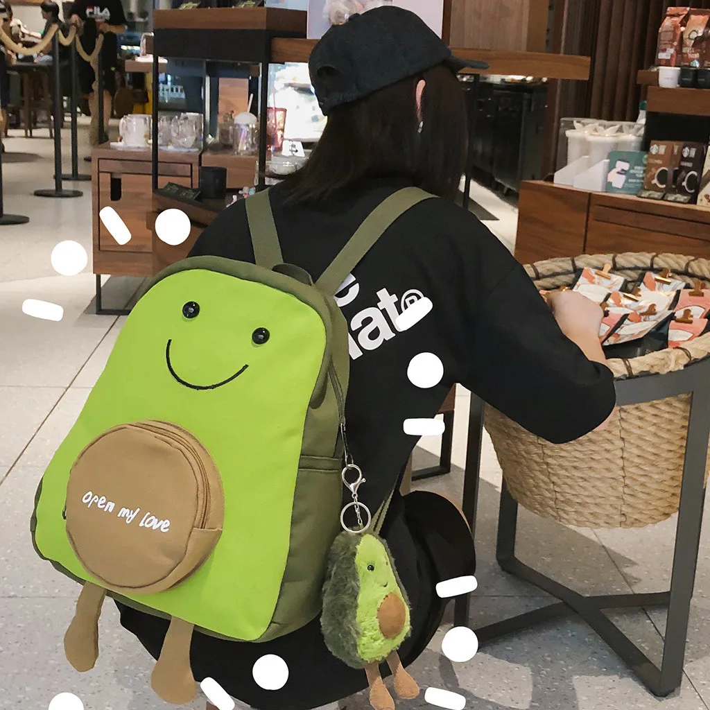 Корейский милый зеленый холщовый рюкзак авокадо для девочек подростков свежий