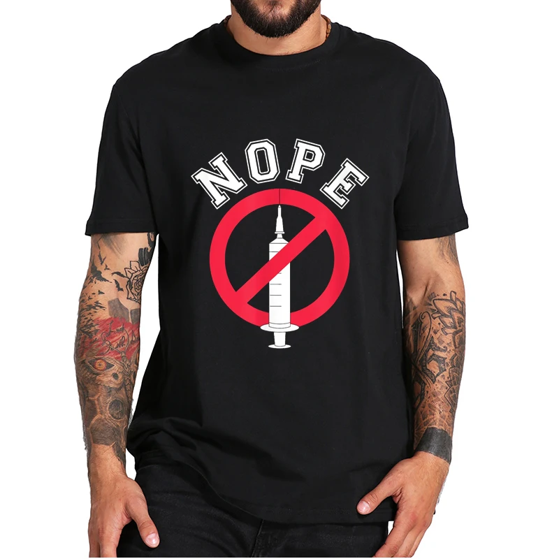 

I Identify As Vaccinated Anti Vax T-Shirt Nope Vaccination Campaign Essential Tee Shirt EU Size Casual Homme Camiseta