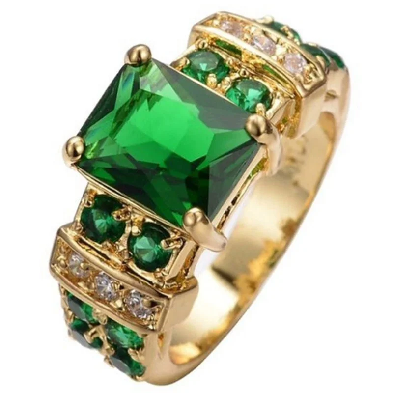 Кольцо с зелеными бриллиантами женское креативное ювелирное изделие для