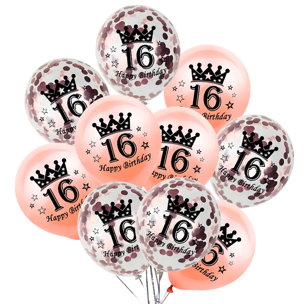 

Amawill Sweet 16 Party Decorations Rose Gold Balloons 16th Years Old Happy Birthday Favors Sixteen Birthday Party Ball Supplies