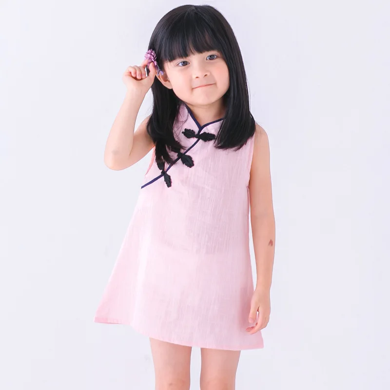 Girls Dress Cotton Sleeveless Princess Girl Pink Red Blue Fashion Summer Kids 2020 New Clothes | Детская одежда и обувь