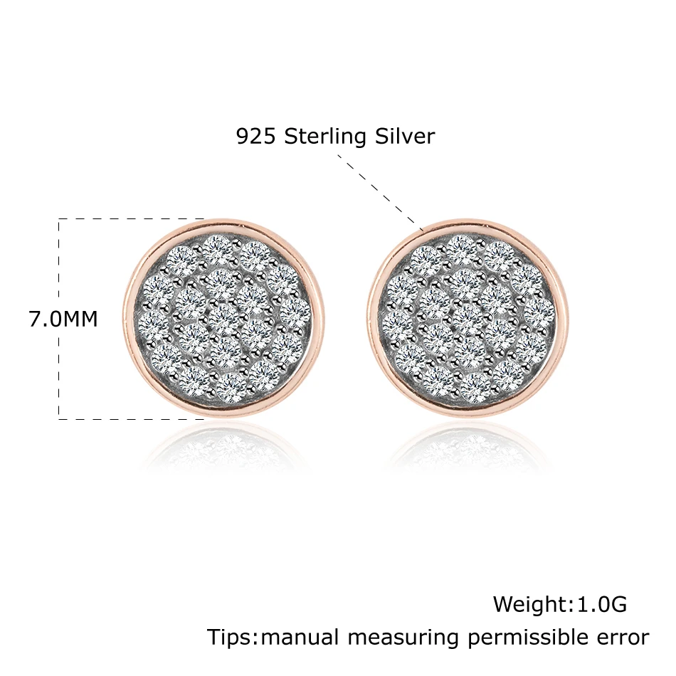 

925 Sterling Silver Stud Earrings Classic Clear CZ Micro Pave Earrings For Women Anniversary Gifts Fine Jewelry Two-tone Plated