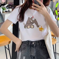 new fashion t shirt 2021 elephant print short sleeve round neck casual loose women korean style hot t shirt tops tee