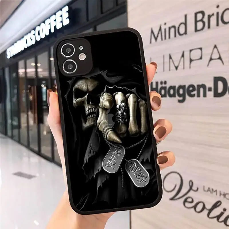 

Skeleton Middle Finger Phone Case Matte Transparent for iPhone 7 8 11 12 s mini pro X XS XR MAX Plus cover funda