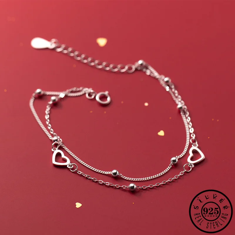 

Женский двухслойный браслет-цепочка из серебра 925 пробы