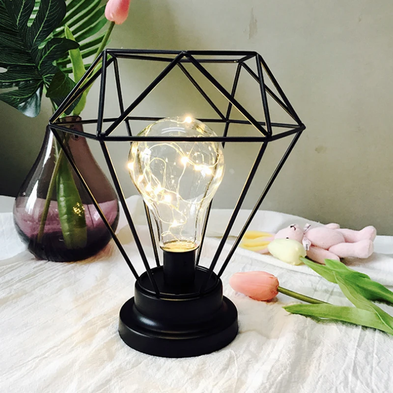 Iron House Shape Table Lamp Wrought Candlestick Night Light Minimalist Explosion Ins Gift Style Reading | Лампы и освещение