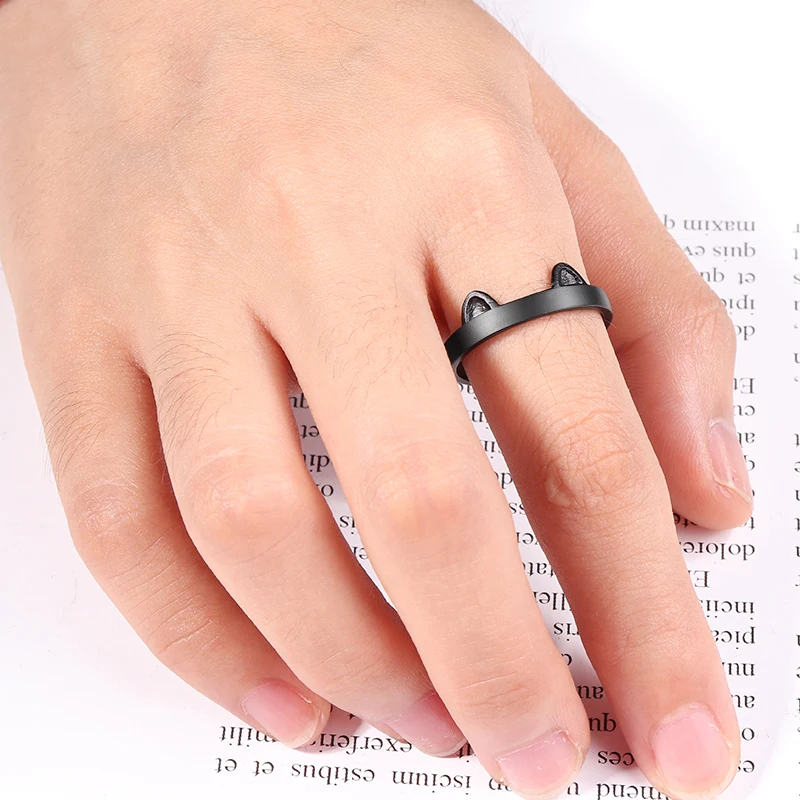 Женские кольца с кошачьими ушками регулируемое кольцо из сплава принтом