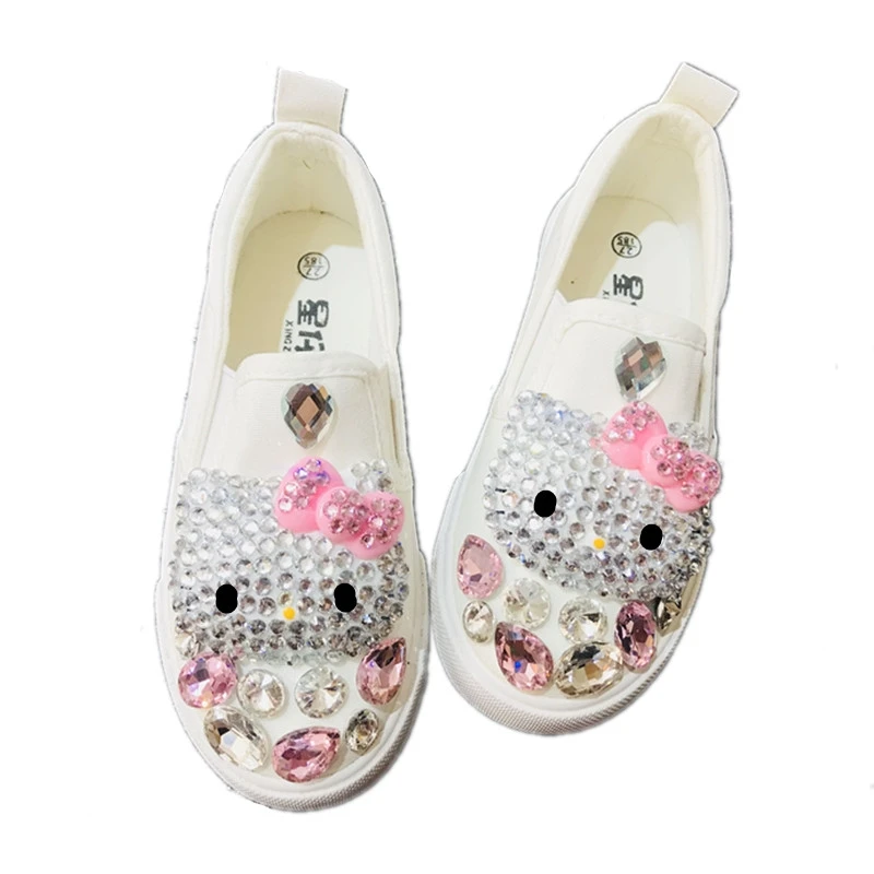 Детская парусиновая обувь детские светящиеся ботинки с кристаллами для