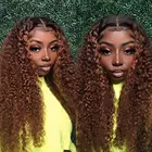 13*4 кружевной передний парик 1B30 кудрявые бразильские неповрежденные волосы с эффектом омбре, плотность 180% человеческих волос, регулируемые отбеленные узлы