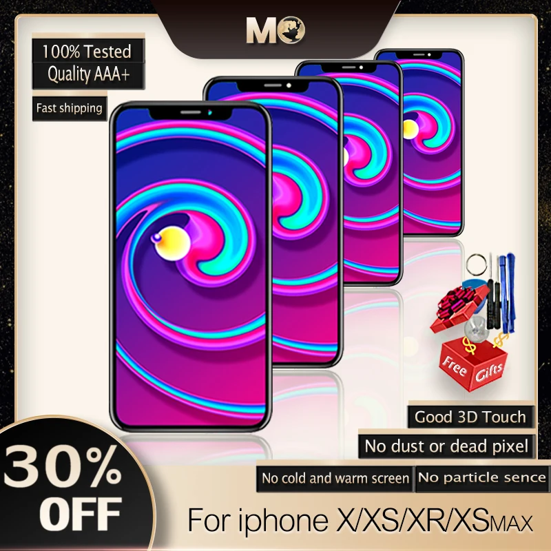 ЖК-дисплей AAA + для iPhone X/XS/XR/XS MAX сенсорный экран с 3D усилием дигитайзер в сборе без