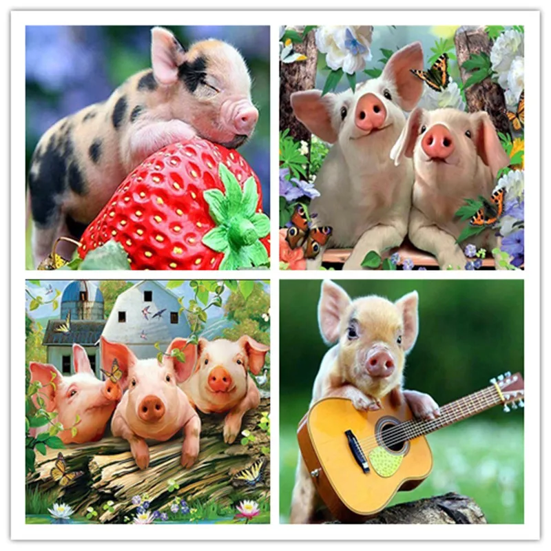 DIY Алмазная картина животные Свинья полная вышивка крестиком животное домашнее