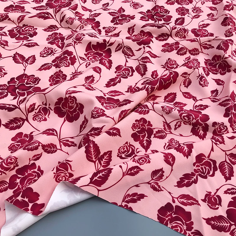 

Rose Printed Polyester Twill Fabric Brand Clothing Shirt Pajamas Cloth for Dress by Meter Sewing Home Textile Wholesale