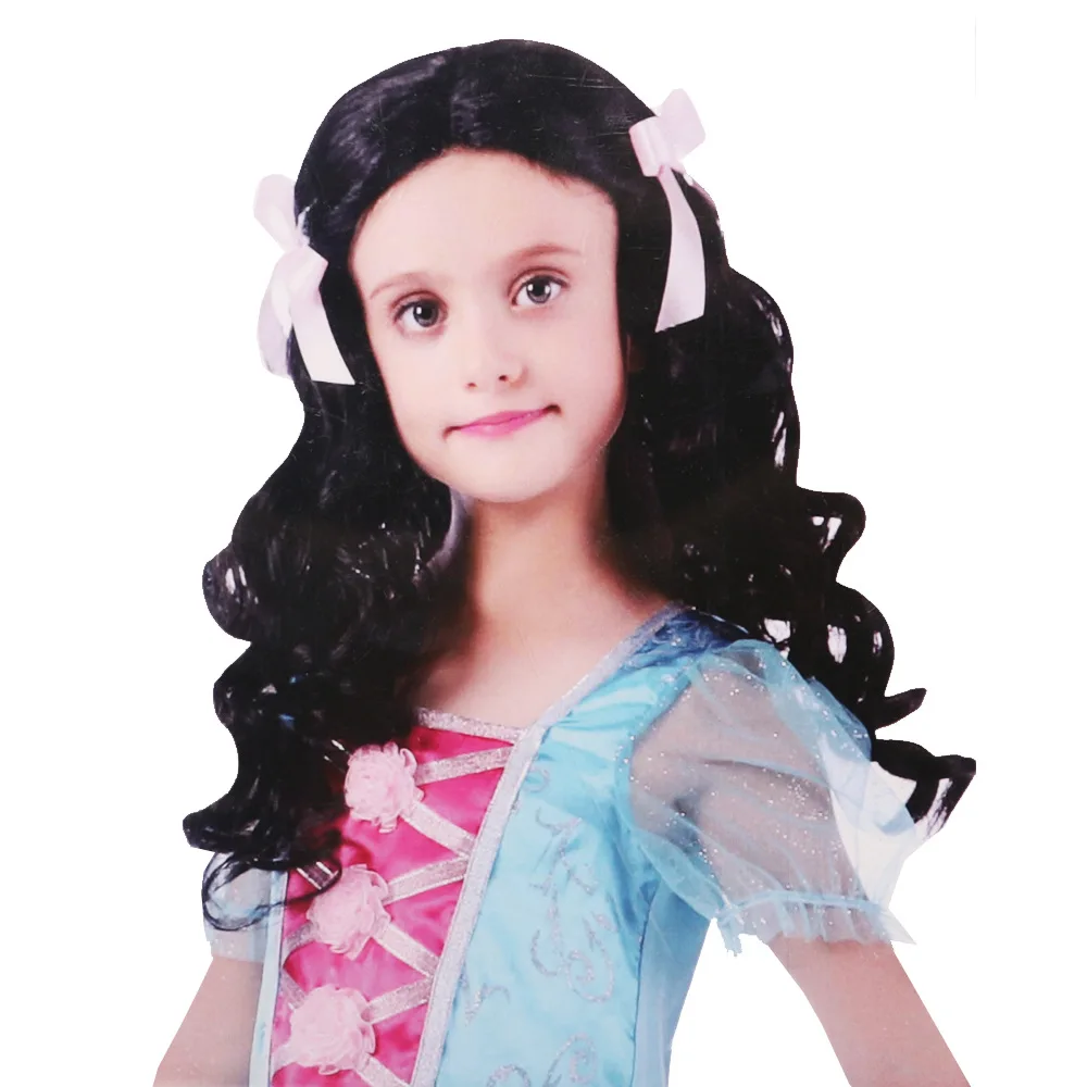 

Парик для косплея на Хэллоуин для девочек; Розовый бант; Двойная оплетка для девочек; Длинные вьющиеся волосы; Вечерние парики