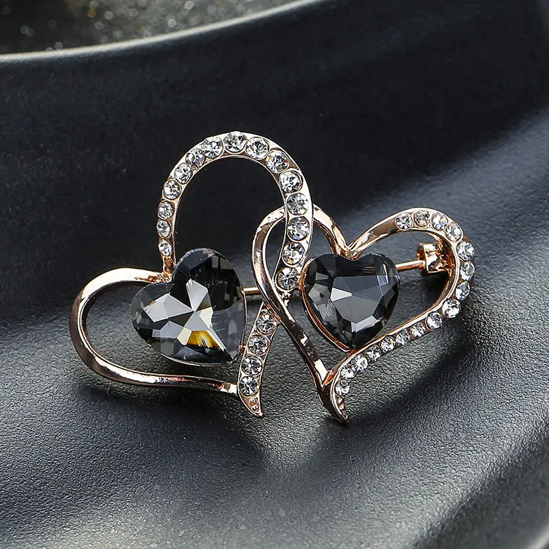 Роскошная элегантная красно-серая брошь из металлического сплава в виде милого