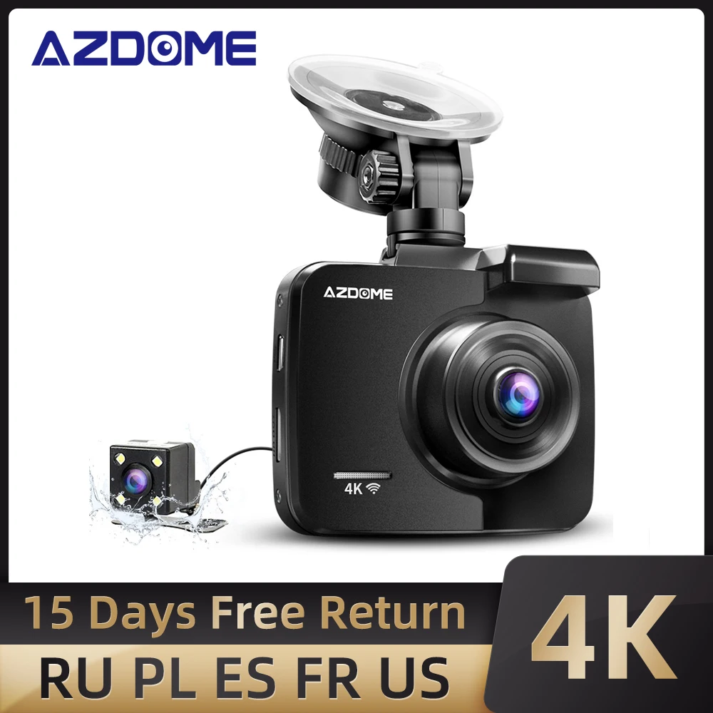AZDOME 4K Dash Cam GS63H Автомобильный видеорегистратор камера Wifi двойной объектив 1080P HD
