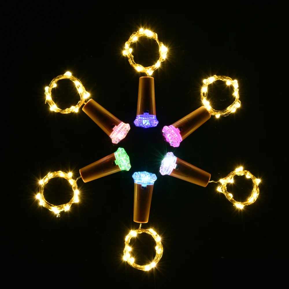 Светодиодные пробковые мини светильники в форме алмазов для бутылок вина