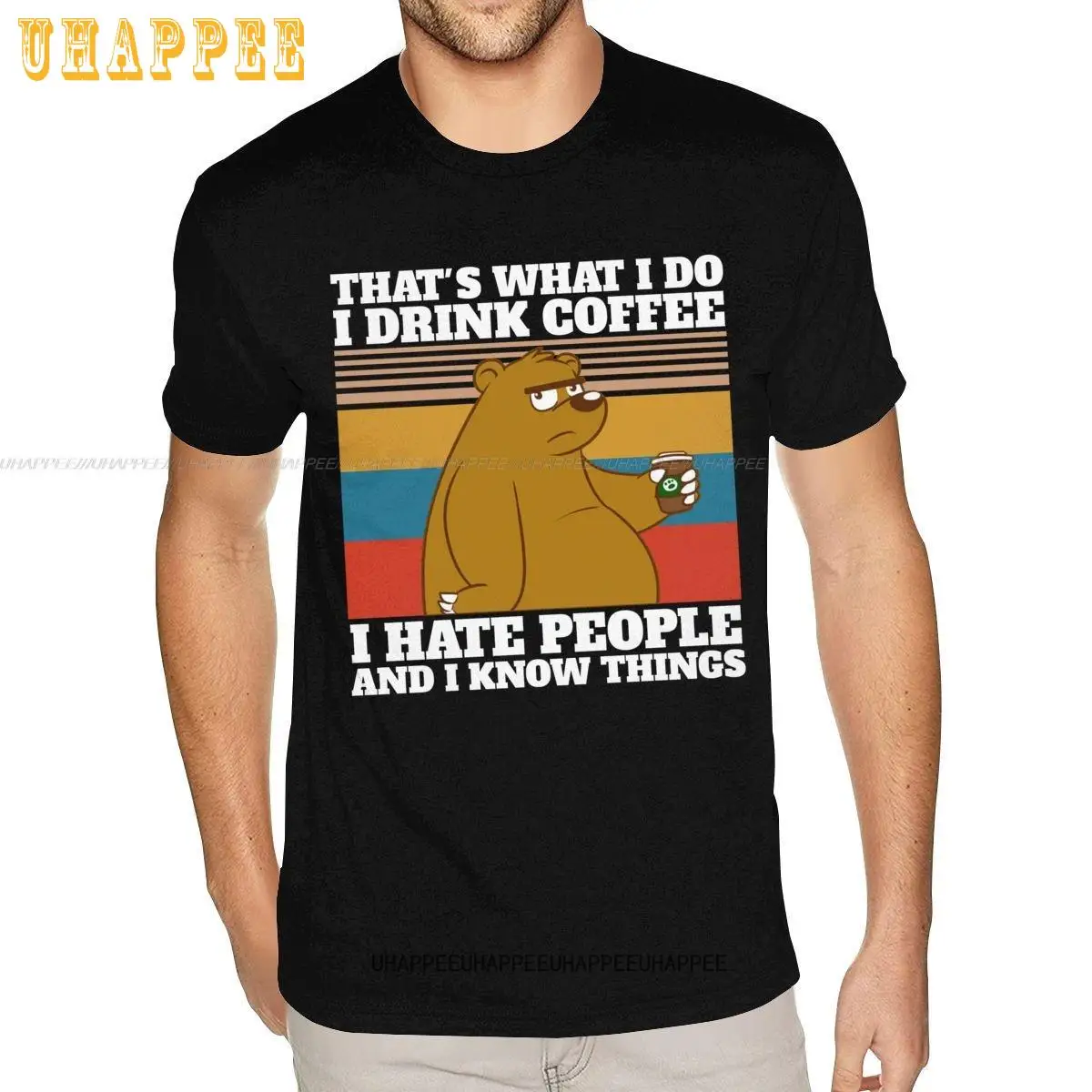 

That's What I Do I Drink Coffee I Hate People And I Know Things T-shirt Short Sleeve O-Neck Cotton For Men S-6XL Black T Shirt