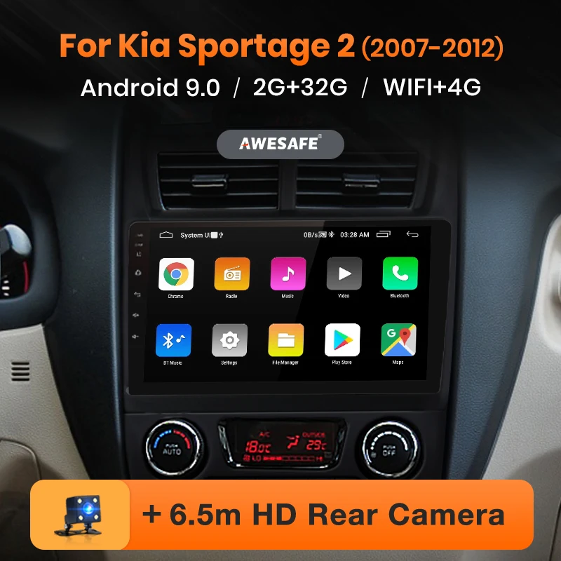 AWESAFE для Kia Sportage 2007 2008 2009 Автомобильный Радио Мультимедиа Видео плеер gps Нет 2din 2 din Android 8,1 2 ГБ+ 32 ГБ