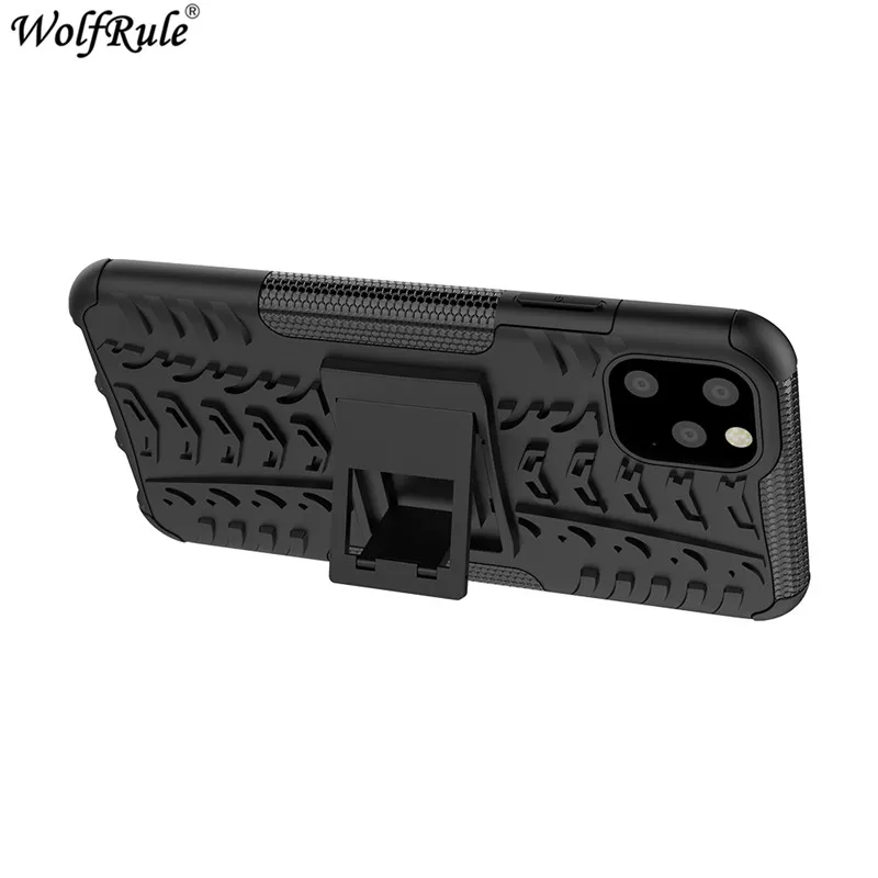 Чехол для Iphone XI Max 2019 6.5" с двойным слоем защиты, силиконовой задней частью и подставкой для телефона.