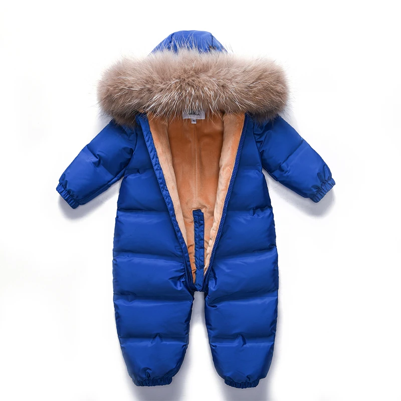 Для русской зимы Зимняя куртка для мальчиков Детские Пуховые Комбинезоны