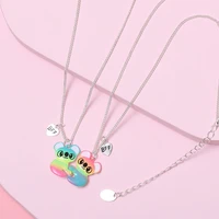 new 2021 cute colorful raccoon shape pendant chain best friends necklace bff friendship childrens jewelry gift for girls