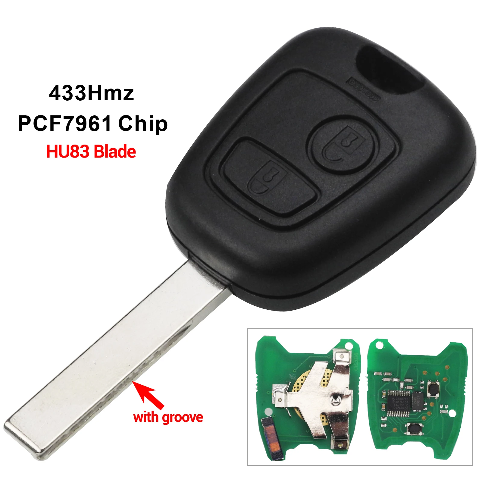 HU83 2 кнопки дистанционного ключа автомобиля 433 МГц ID46 pcf7961 для Citroen C1 C2 C3 C4 Saxo Picasso для peugeot 106 206 306 307 107 207 407 партнер - Цвет: HU83
