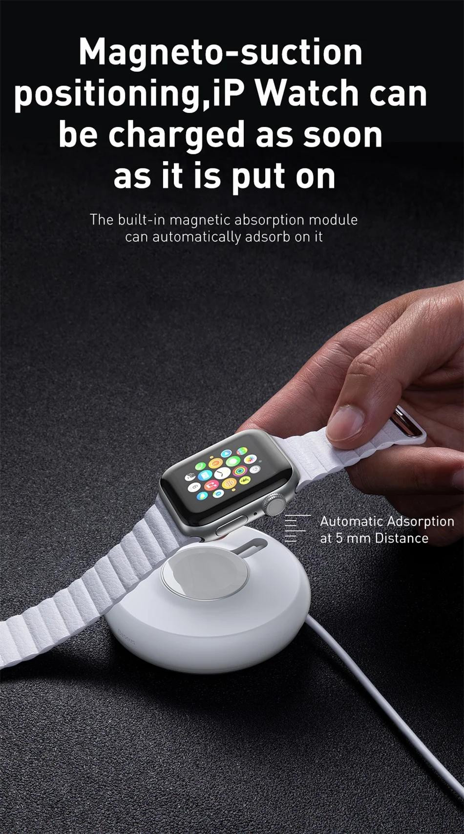 Baseus круглое Беспроводное зарядное устройство для iPhone Watch 4 3 2 1 QI Беспроводное зарядное устройство для Apple Watch Беспроводная зарядка с 1 Измерительный usb-кабель