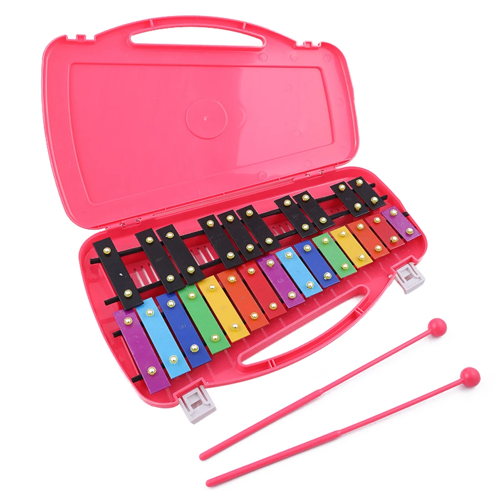 

25 Notes 8 Notes Glockenspiel Xylophone Percussion Rhythm Musical Instrument Toy with 2 Mallets Handheld Case for Baby Children