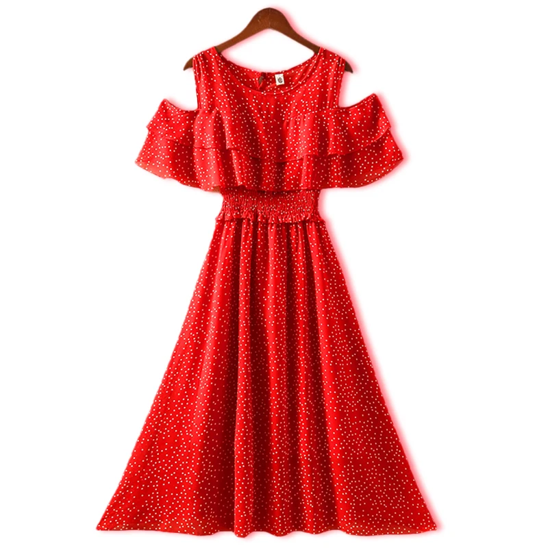 Женское шифоновое платье с цветочным принтом вечерние тыми плечами и коротким