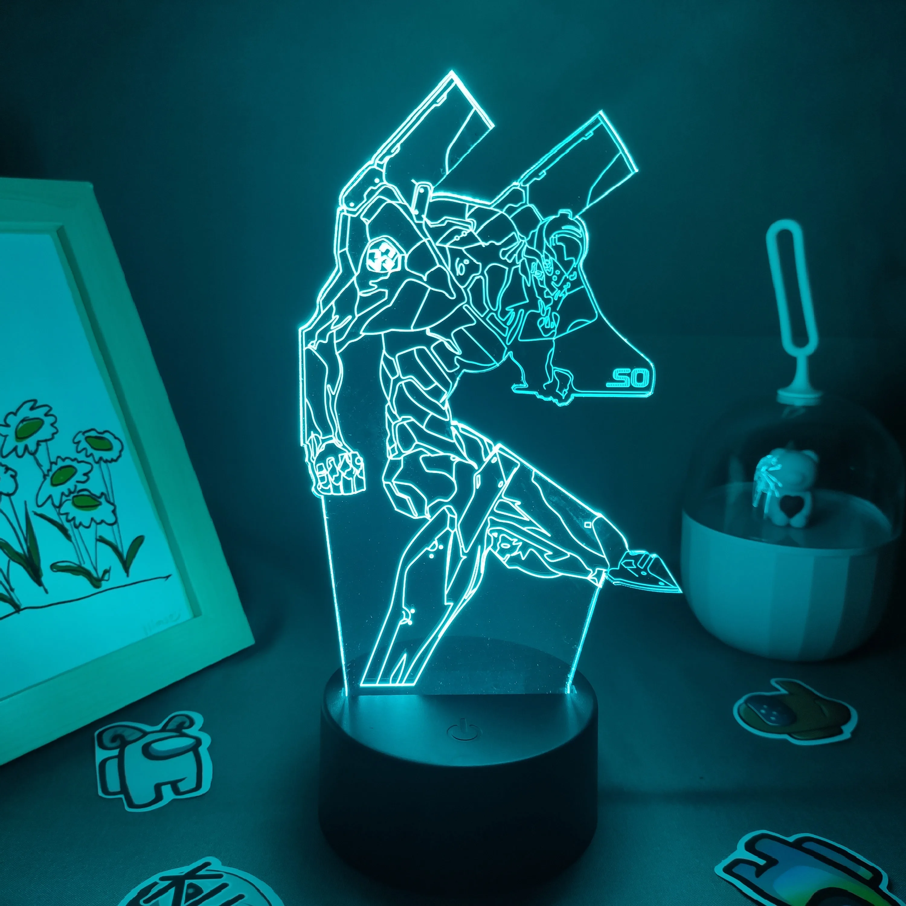 EVA-02 с аниме-фигуркой 3D светодиодный ночсветильник RGB подарок на день рождения