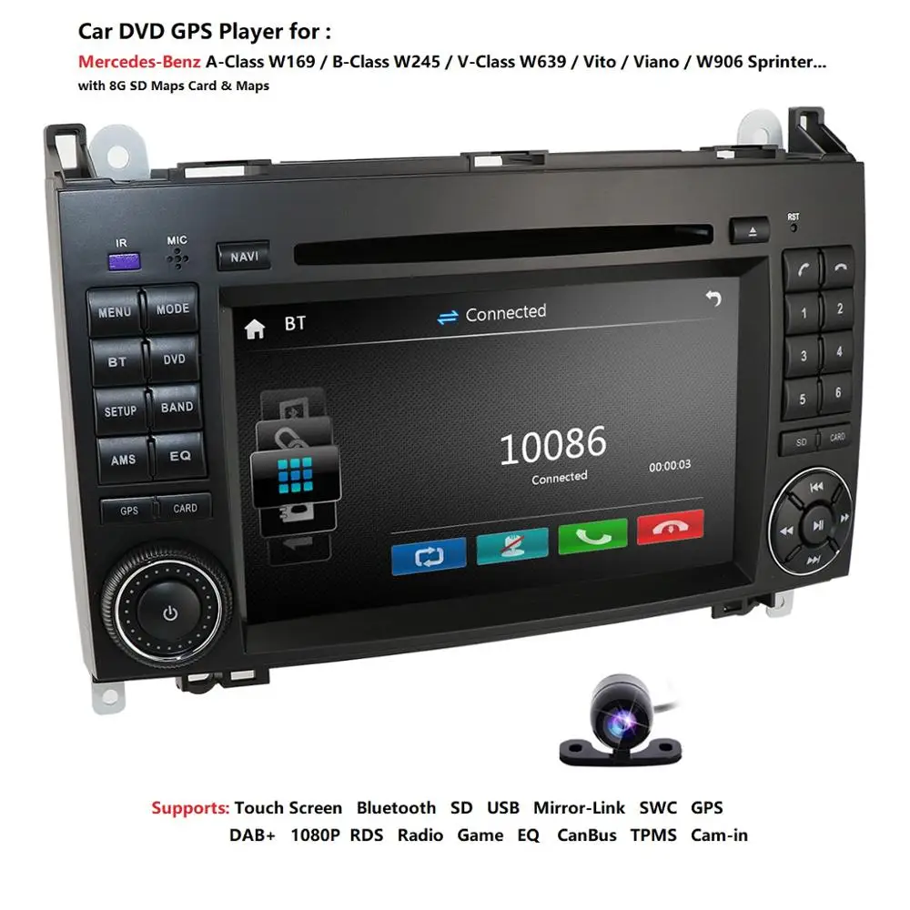 2din автомобильное радио для машины DVD мультимедиа для Mercedes Benz B200 A B Class W169 W245 Viano Vito W639 Sprinter W906 навигация gps USB