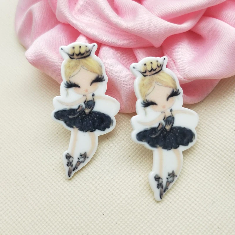 

30 шт/50 шт в наборе с плоской задней частью плоское украшение из смолы, свитера с изображением балерины для девочек с ворона акриловая смола к...