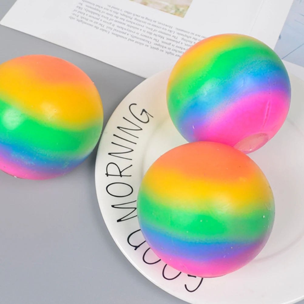 

1PCS 7cm Stress Balls Rainbow Colorful Soft Foam PU Squeeze Squishy Balls Toys for Kids Children Adults Stress Relief Funny Toys