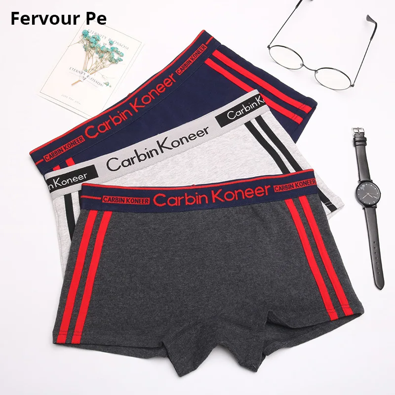 

Fervour peWomen's cotton underwear stretch ladies panties handsome unisex boxer shorts striped wide-brimmed shorts A19037