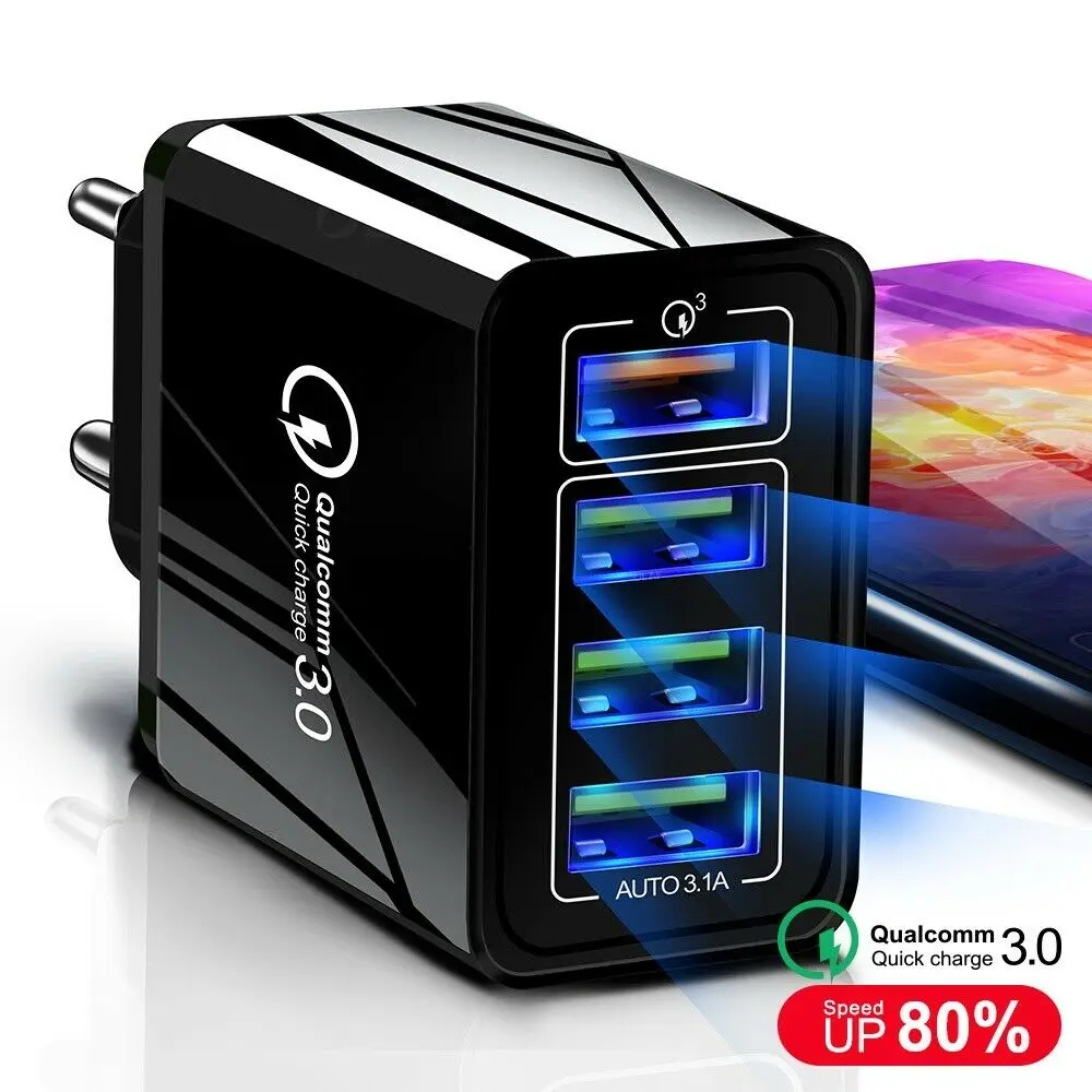 Быстрая зарядка 3 0 USB Зарядное устройство с 4 Порты и разъёмы через usb станция